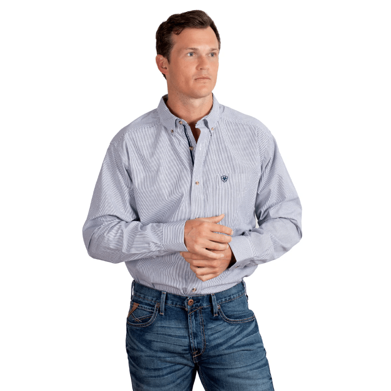 Ariat Mens Shirts S / Navy Stripe Ariat Shirt Mens Pro Series Cliff