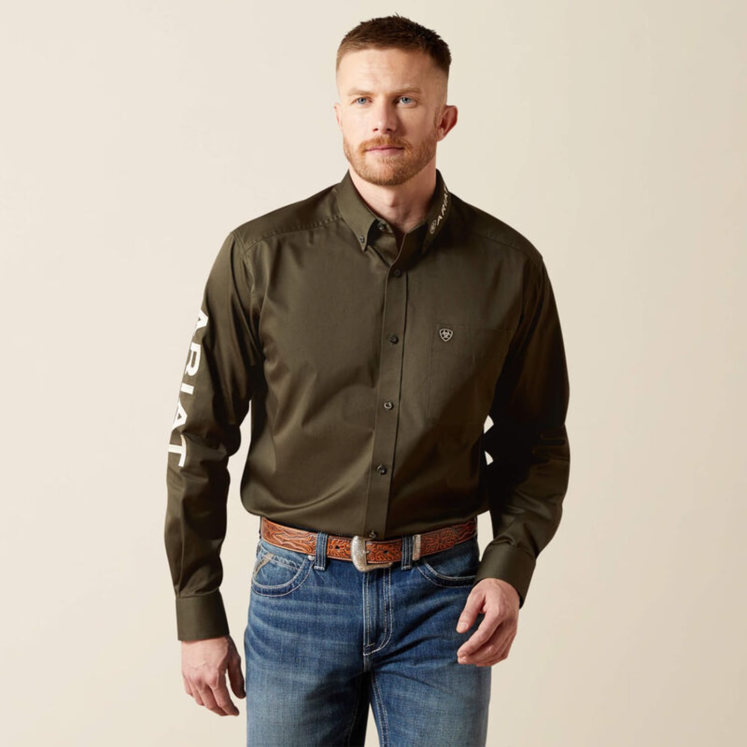 Ariat Mens Shirts S / Olive/Khaki Ariat Shirt Mens Team Logo Twill