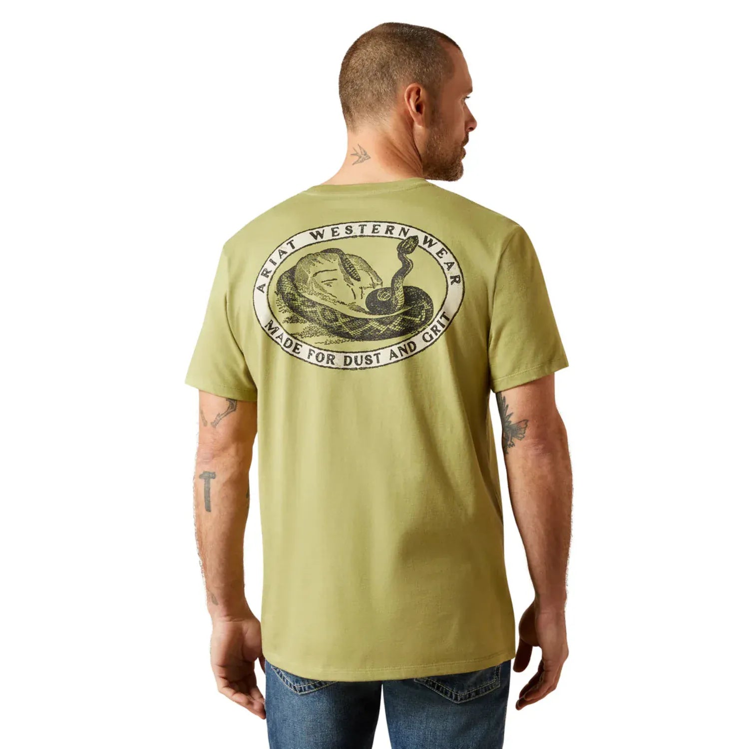 Ariat Mens Shirts S / Tent Green Ariat Tee Mens Rattler Warning