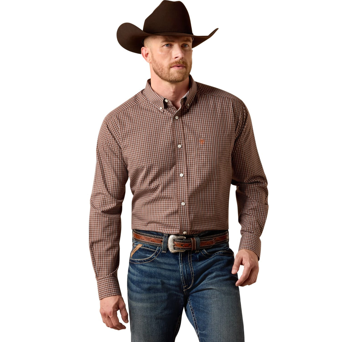 Ariat Mens Shirts XS / Chestnut Plaid Ariat Shirt Mens Wrinkle Free Coen Classic Fit