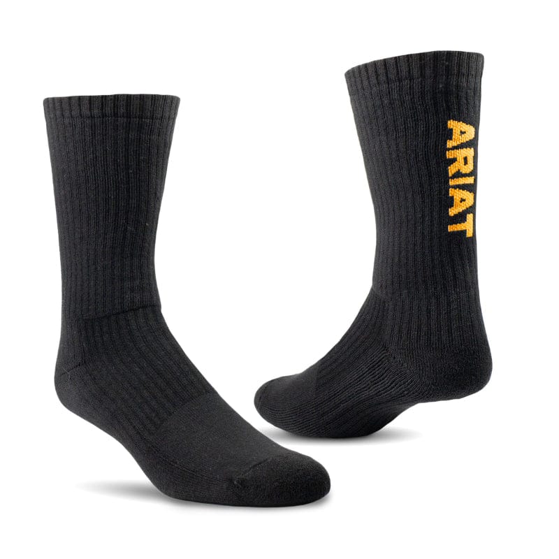 Ariat Socks L / Black Ariat Socks Mens Premium Cotton Crew 3 Pack