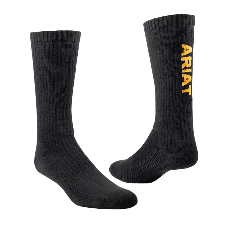 Ariat Socks L / Black Ariat Socks Mens Premium Cotton Mid Calf 3 Pack