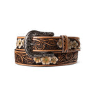 Ariat Womens Belts S / Brown Ariat Belt Womens Trifold Shield Patch Logo Floral