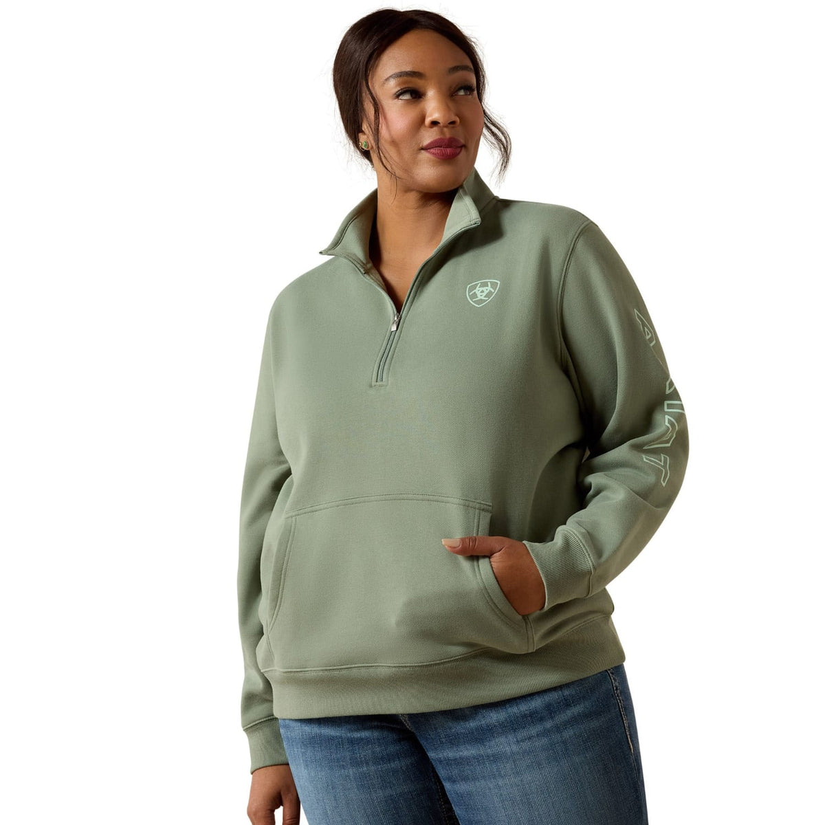 Ariat Womens Jumpers- Jackets - Vests Ariat Jumper Womens Foundation Logo 1/2 Zip