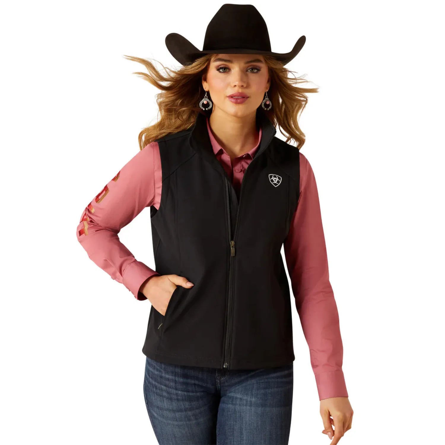 Ariat Womens Jumpers- Jackets - Vests XS / Black Ariat Vest Womens Logo Softshell