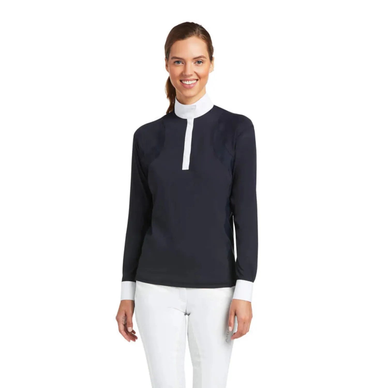 Ariat Womens Riding Tops - Jackets XS Ariat Top Womens Auburn Show Shirt Navy