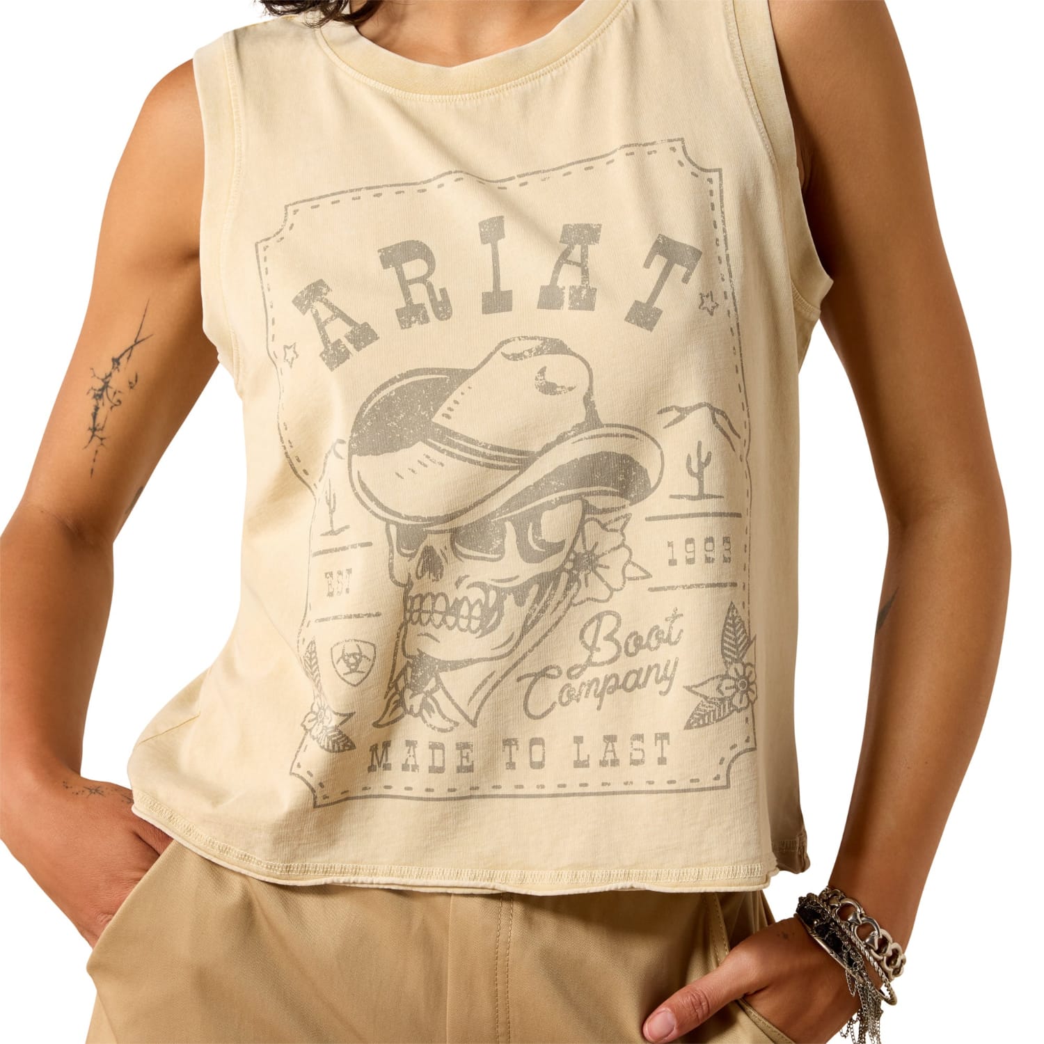 Ariat Womens Shirts Ariat Top Womens Wanted Skull Cowboy