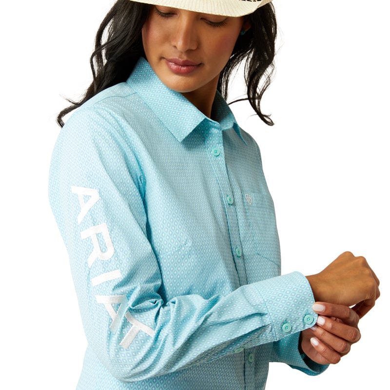 Ariat Womens Shirts XS / Aruba Blue Ikat Ariat Shirt Womens Team Kirby Stretch