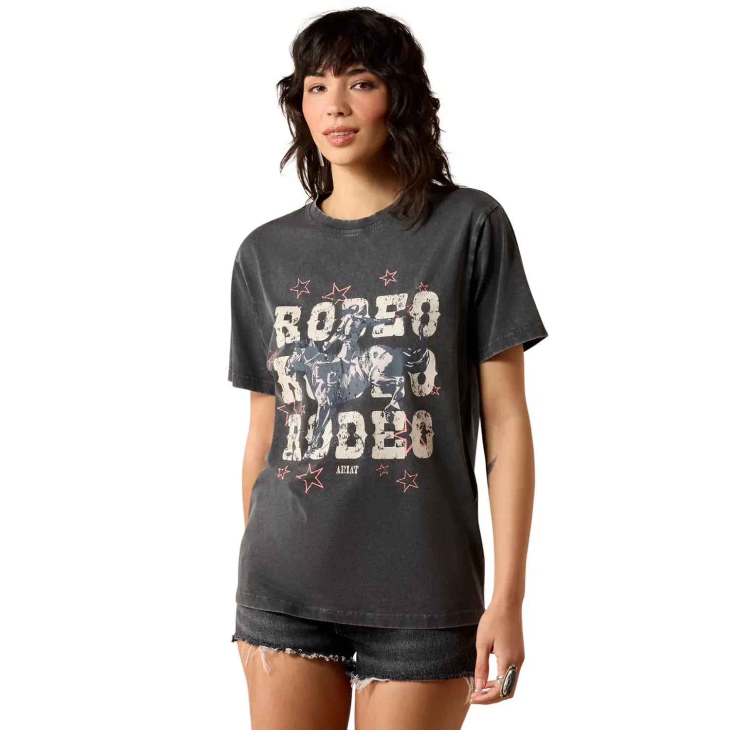 Ariat Womens Shirts XS / Charcoal Mineral Wash Ariat Tee Womens Star Spangled Rodeo