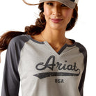 Ariat Womens Shirts XS / Heather Grey Ariat Tee Womens Split Neck Baseball