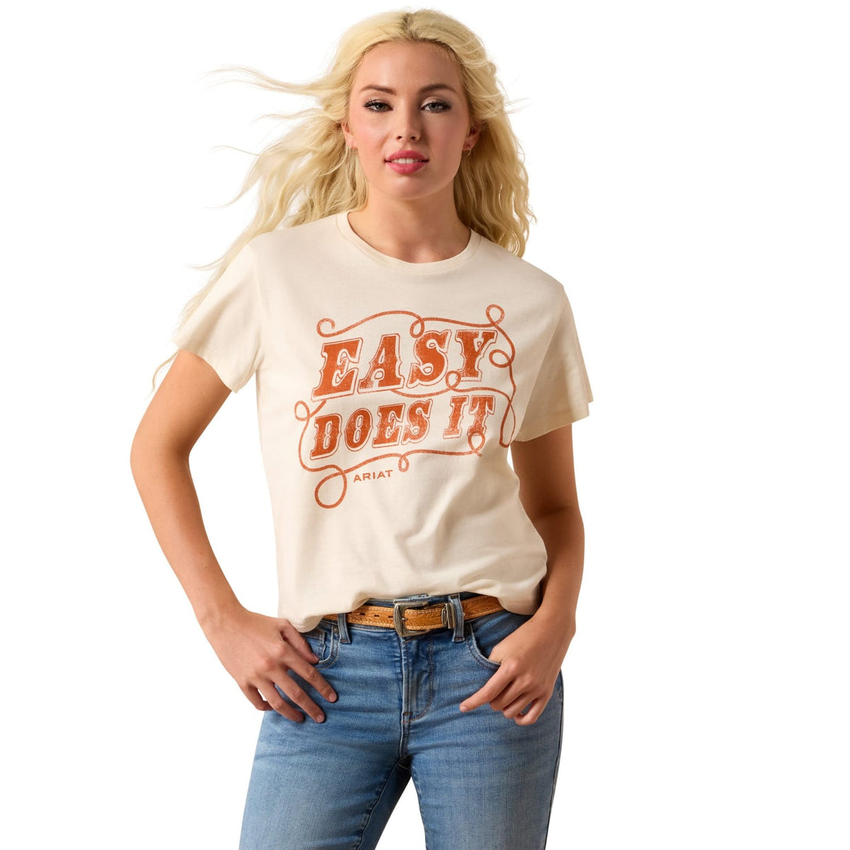 Ariat Womens Shirts XS / Natural Ariat Tee Womens Easy Does It