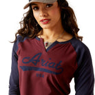 Ariat Womens Shirts XS / Tawny Port Ariat Tee Womens Split Neck Baseball