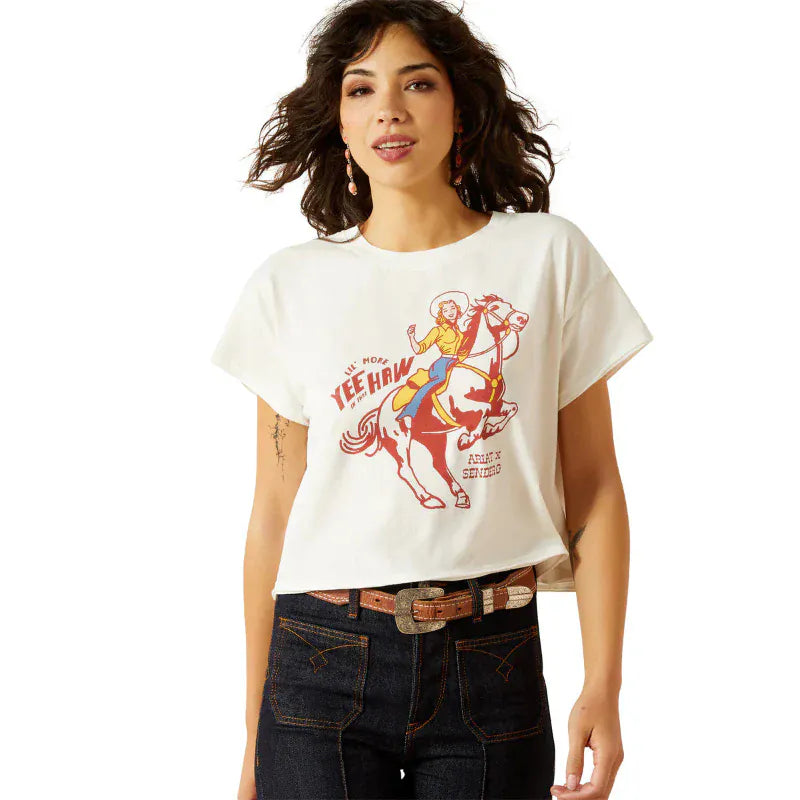 Ariat Womens Shirts XS / White Ariat Tee Womens Sendero Yeehaw