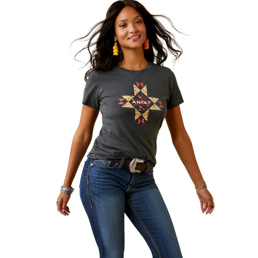 Ariat Womens Tops XS / Charcoal Ariat Womens Quilt Logo T-Shirt (10045443)