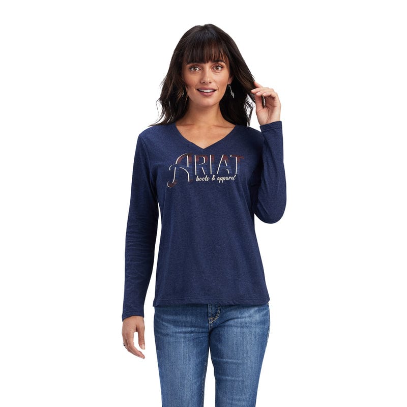 Ariat Womens Tops XS / Navy Heather Ariat Top Womens Relaxed Logo (10041339)