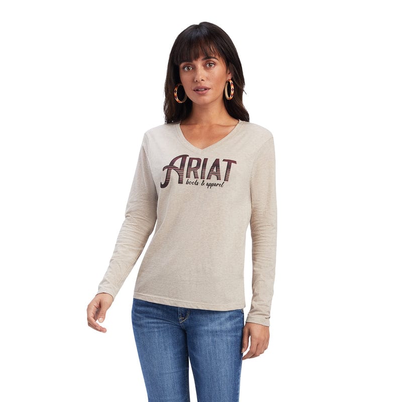 Ariat Womens Tops XS / Oatmeal Heather Ariat Top Womens Relaxed Logo (10041337)