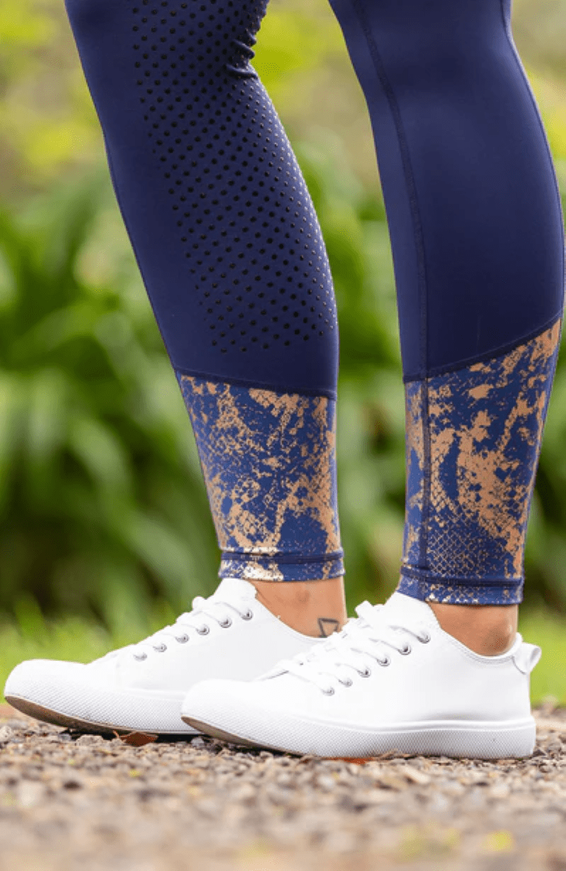 Bare Equestrian Womens Jodhpurs & Breeches Bare Equestrian Tights Womens Performance Navy & Rose Gold