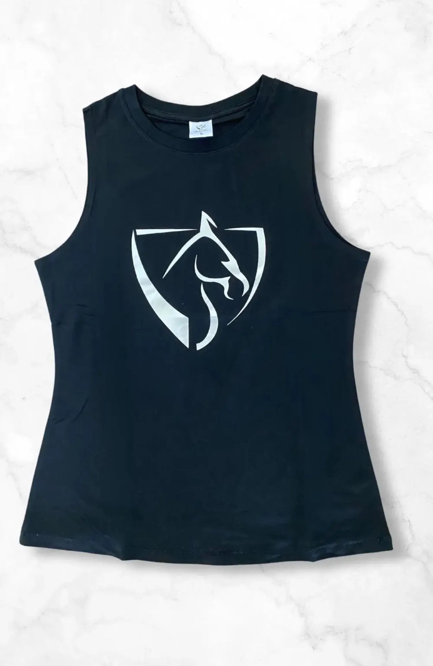 Bare Equestrian Womens Shirts L / Black Bare Equestrian Womens Black & Silver Logo Tank Top