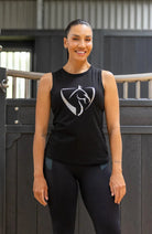 Bare Equestrian Womens Shirts L / Black Bare Equestrian Womens Black & Silver Logo Tank Top