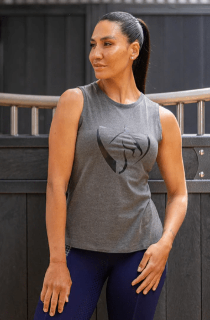 Bare Equestrian Womens Shirts XS / Dark Grey Bare Equestrian Tank Top Womens Black Logo