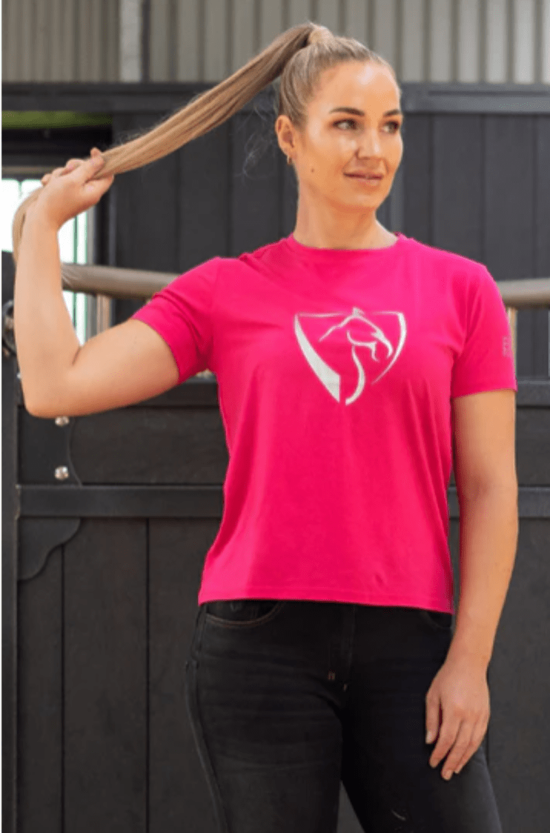 Bare Equestrian Womens Shirts XS / Dark Pink Bare Equestrian Tee Womens Silver Logo