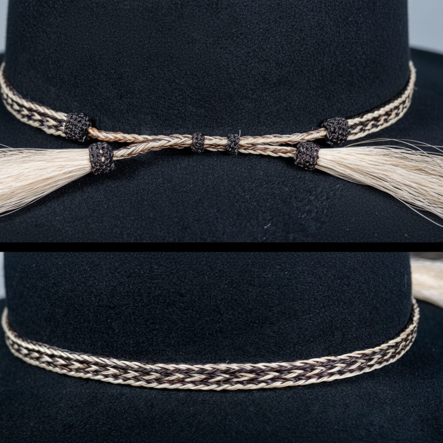 Brigalow Hat Accessories Black/Beige Brigalow Hat Band Natural Horse Hair 3/8in