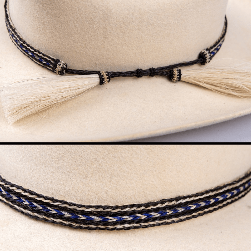 Brigalow Hat Accessories Black/White/Blue Brigalow Natural Horsehair Hat Band 5/8