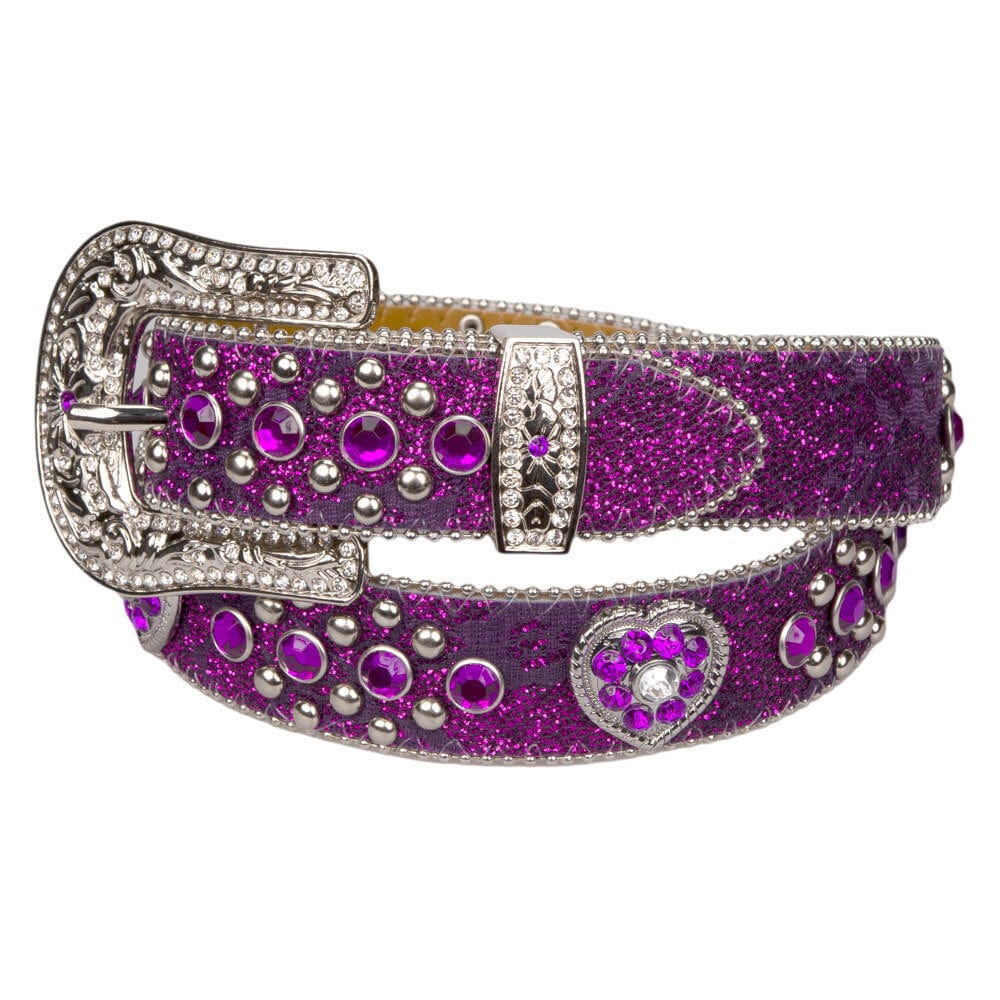 Brigalow Kids Belts 22in Brigalow Belt Kids Western Purple with Heart Conchos (402BEL)