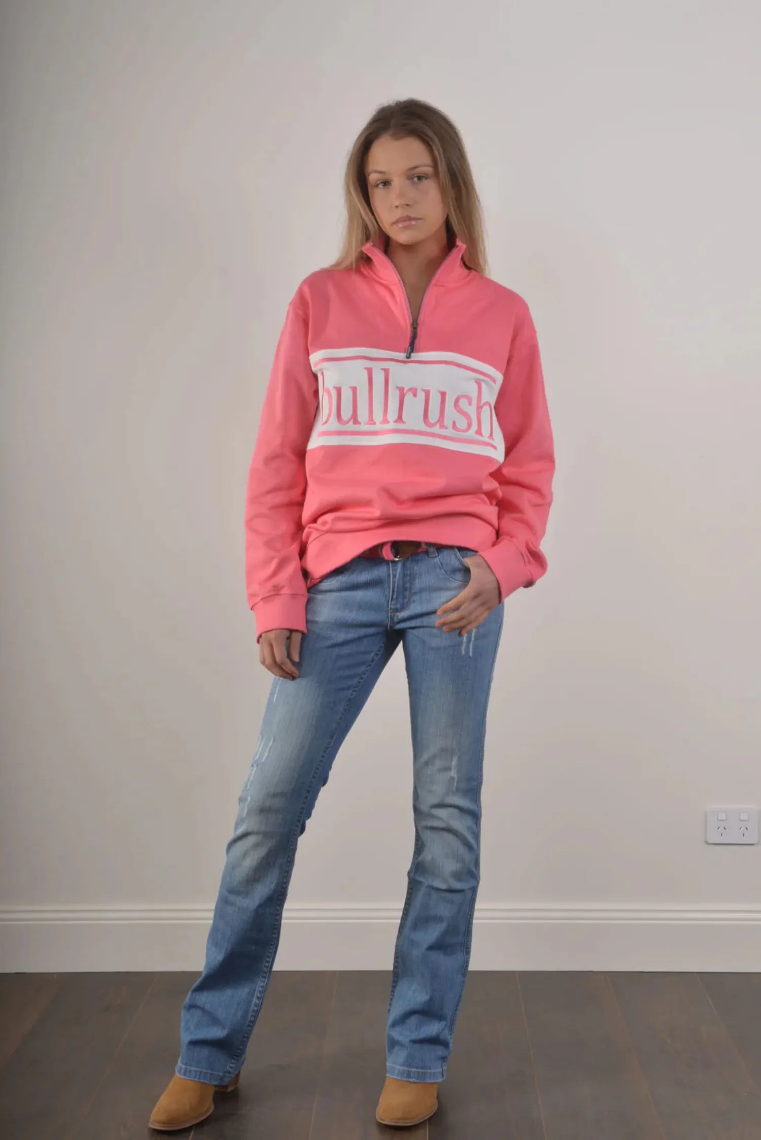 Bullrush Womens Jumpers- Jackets - Vests M / Pink Bullrush Jumper Womens 1/4 Zip