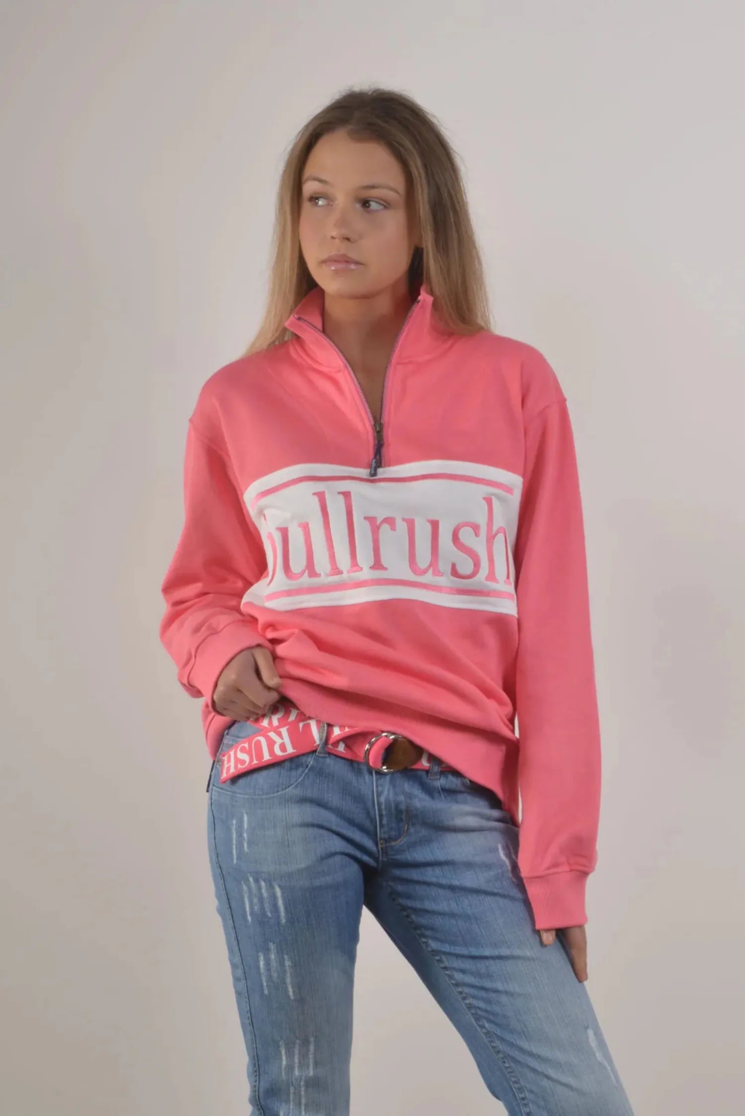 Bullrush Womens Jumpers- Jackets - Vests XS / Pink Bullrush Jumper Womens 1/4 Zip