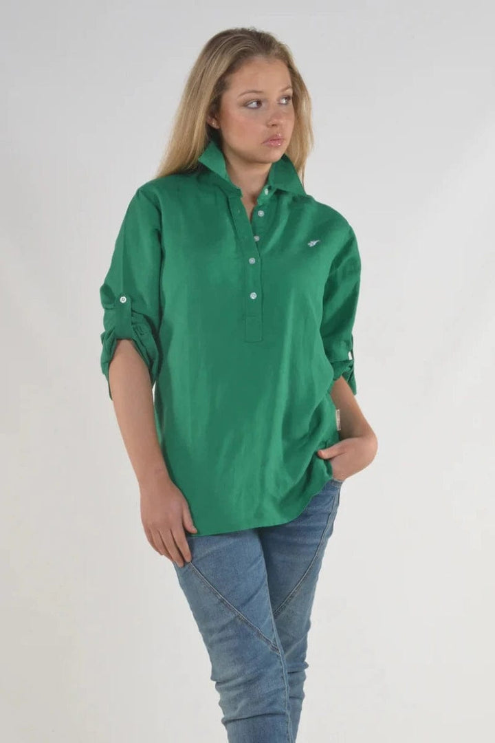 Bullrush Womens Shirts S / Green Bullrush Shirt Womens Linen