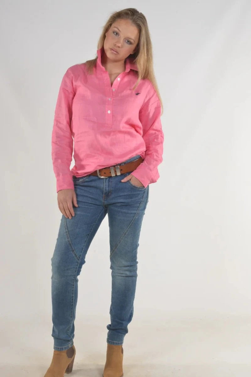 Bullrush Womens Shirts S / Hot Pink Bullrush Shirt Womens Linen