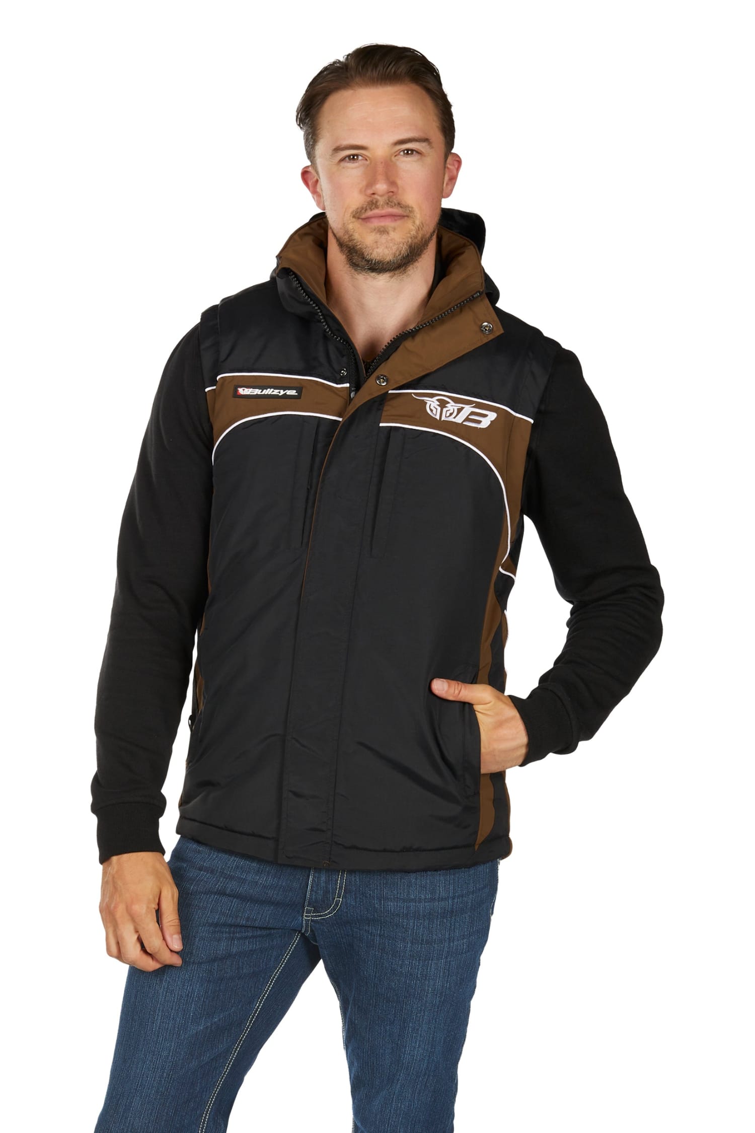 Bullzye Mens Jumpers- Jackets - Vests M / Black/Dark Tan Bullzye Vest Mens Bazooka