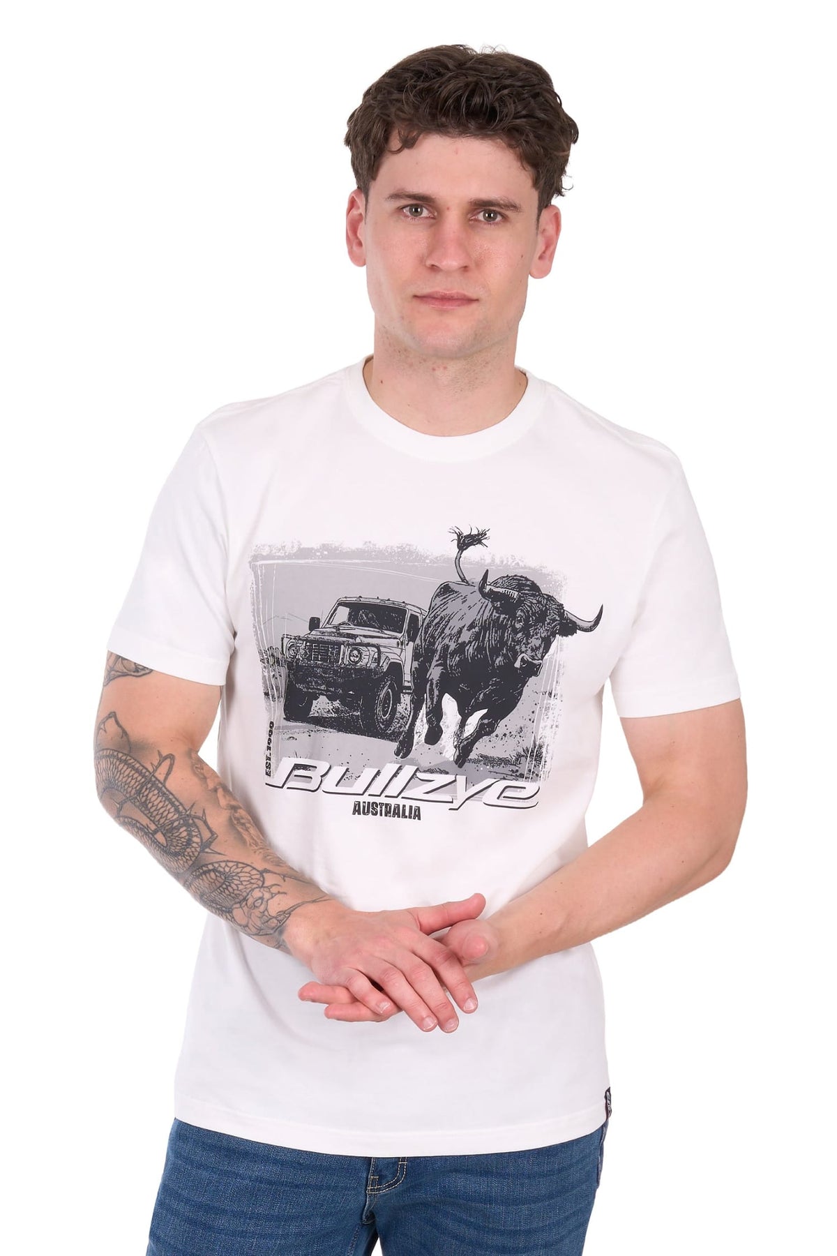 Bullzye Mens Shirts S / Off White Bullzye Tee Mens Banks