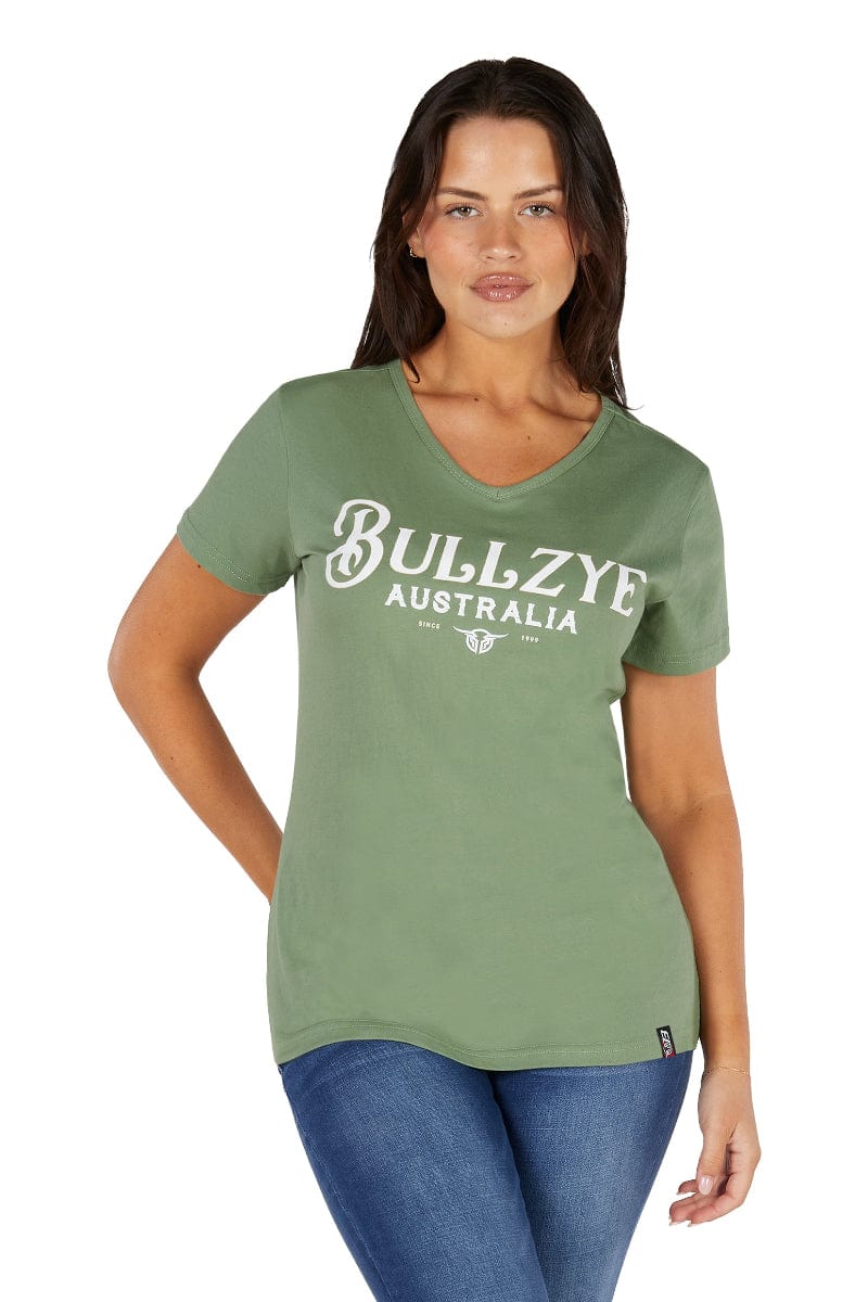 Bullzye Womens Shirts 08 / Moss Bullzye Tee Womens Eleanor
