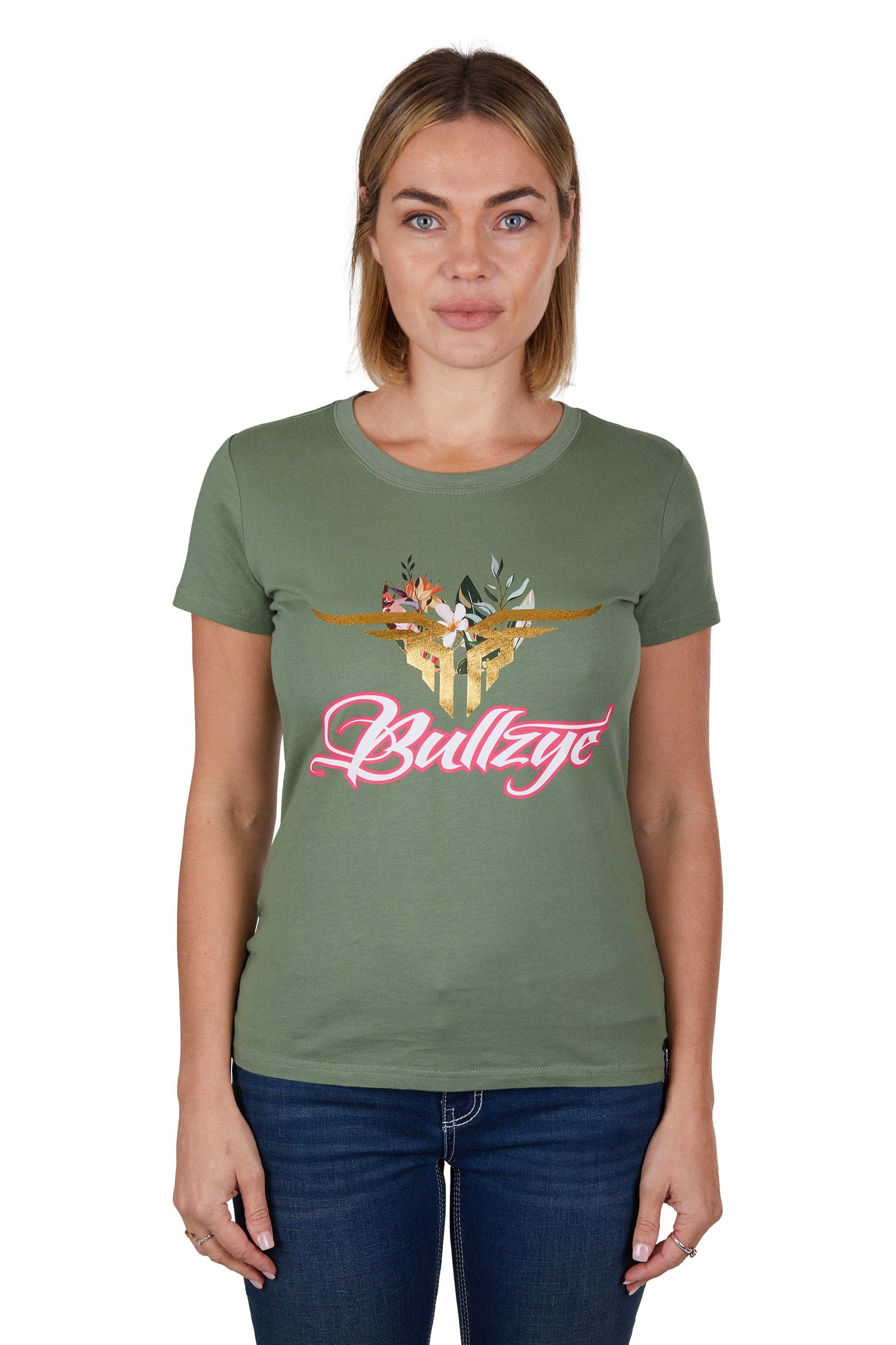 Bullzye Womens Tops 08 / Moss Bullzye Tee Womens Foliage (B3S2503321)