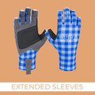 Bush Mits Gloves S / Blue Gingham Bush Mits Gloves Extended Sleeves Hamilton
