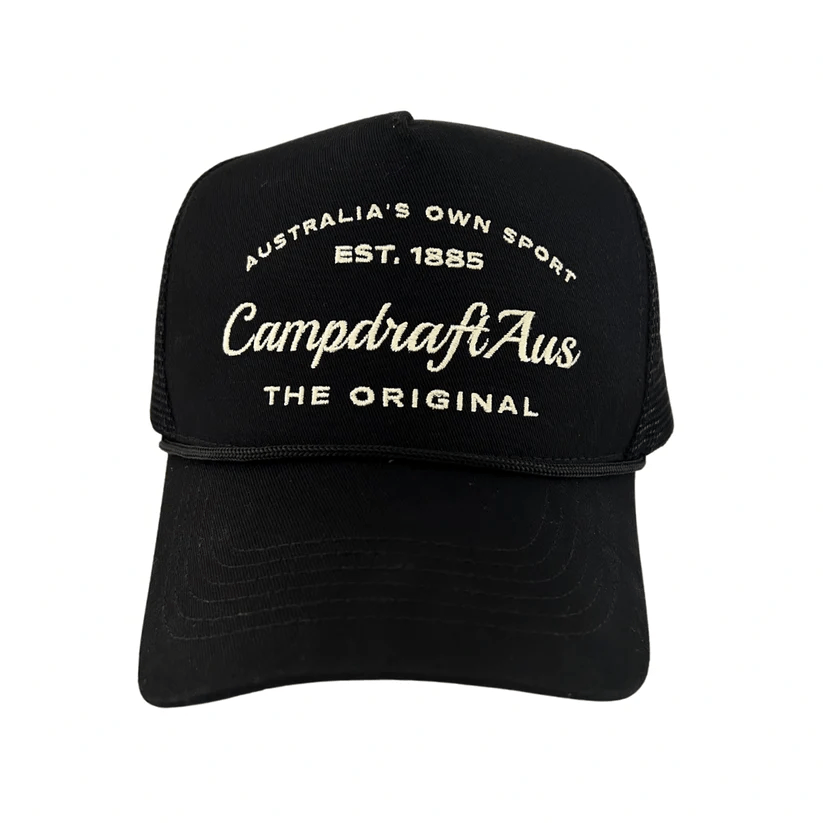 Campdraft Aus Caps Black Campdraft Aus Cap Classic Retro Trucker