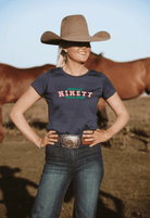 Campdraft Aus Womens Shirts 06 / Petrol Blue Campdraft Aus Tee Womens Ninety Logo