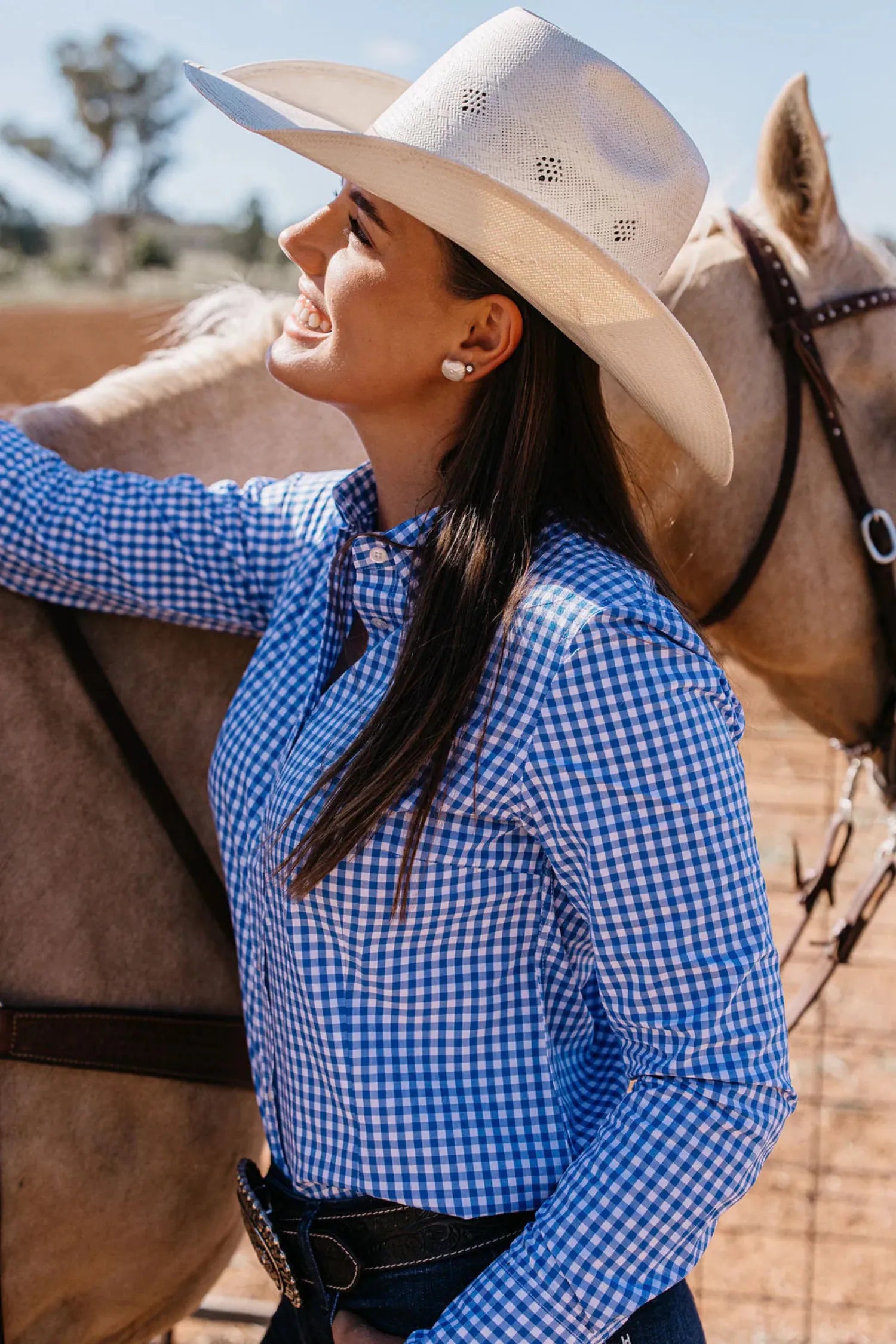 Campdraft Aus Womens Shirts 06 / Royal Blue Check Campdraft Aus Shirt Womens Ninety Slim Fit