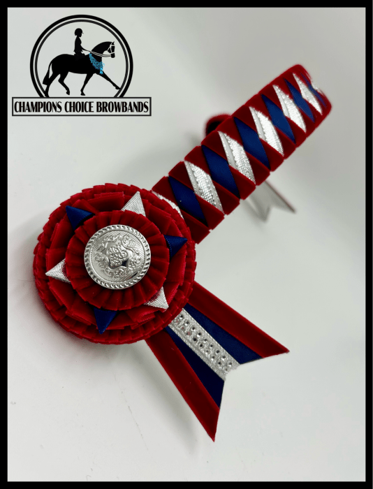 Champions Choice Bridle Accessories Pony / Red/Navy/White Champion Choice Browbands