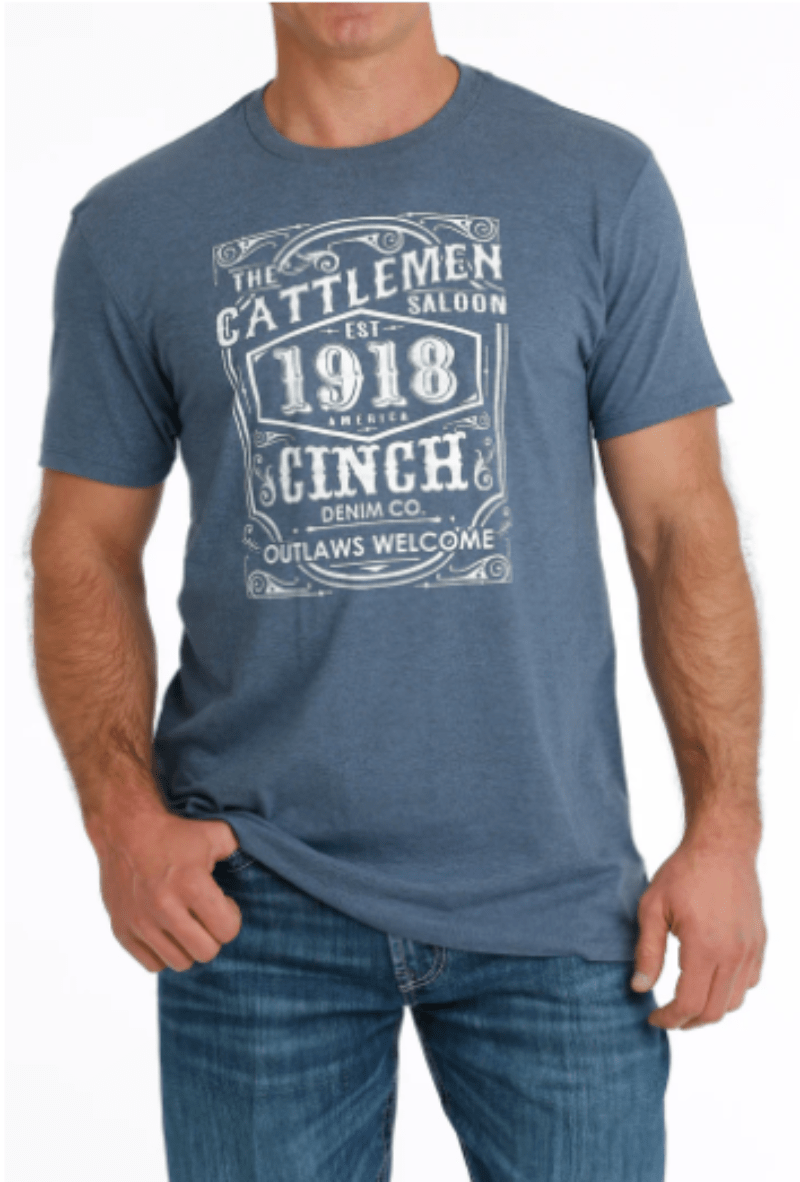 Cinch Mens Shirts S / Blue Cinch Tee Mens Cattleman Saloon