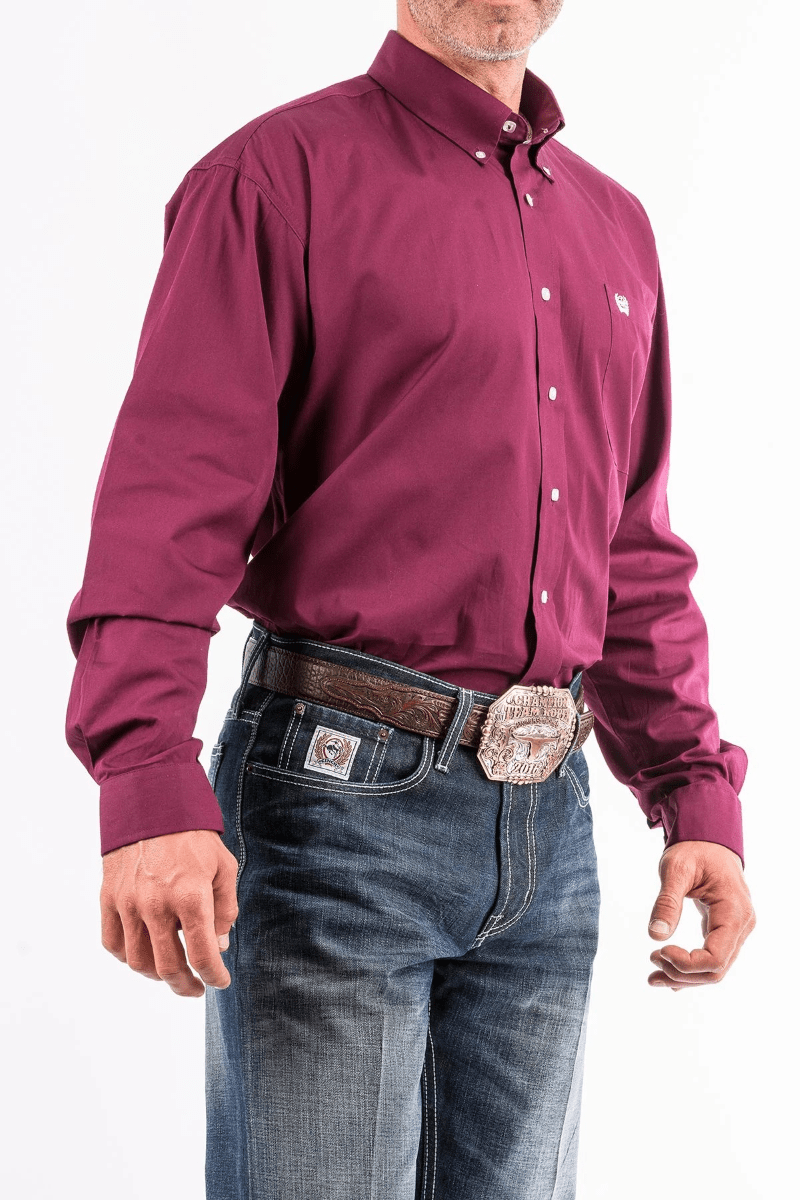 Cinch Mens Shirts S / Burgundy Cinch Shirt Mens Arena Solid Colour