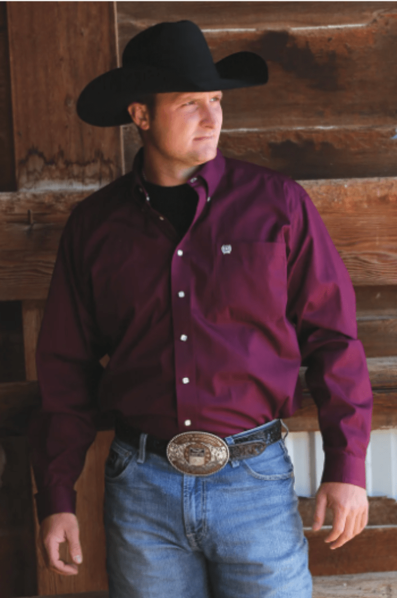 Cinch Mens Shirts S / Burgundy Cinch Shirt Mens Arena Solid Colour