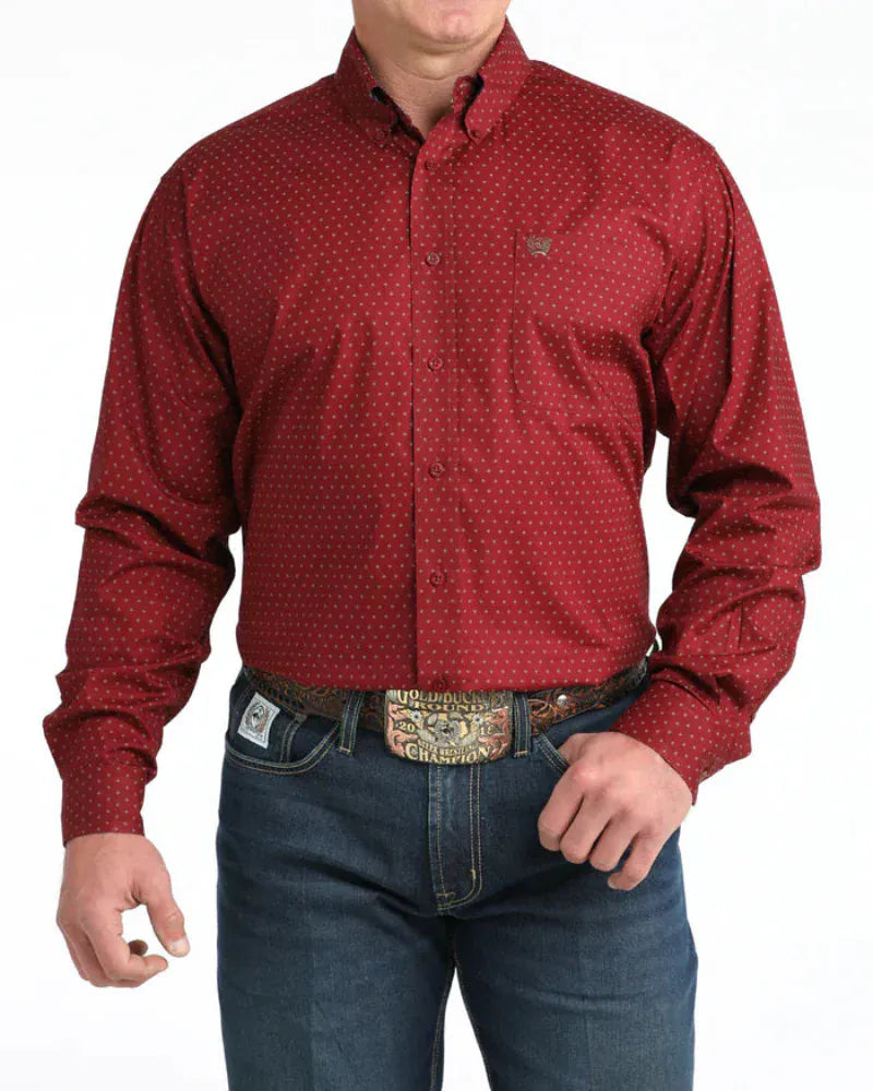 Cinch Mens Shirts XS / Burgundy Cinch Shirt Mens Classic Fit Stretch
