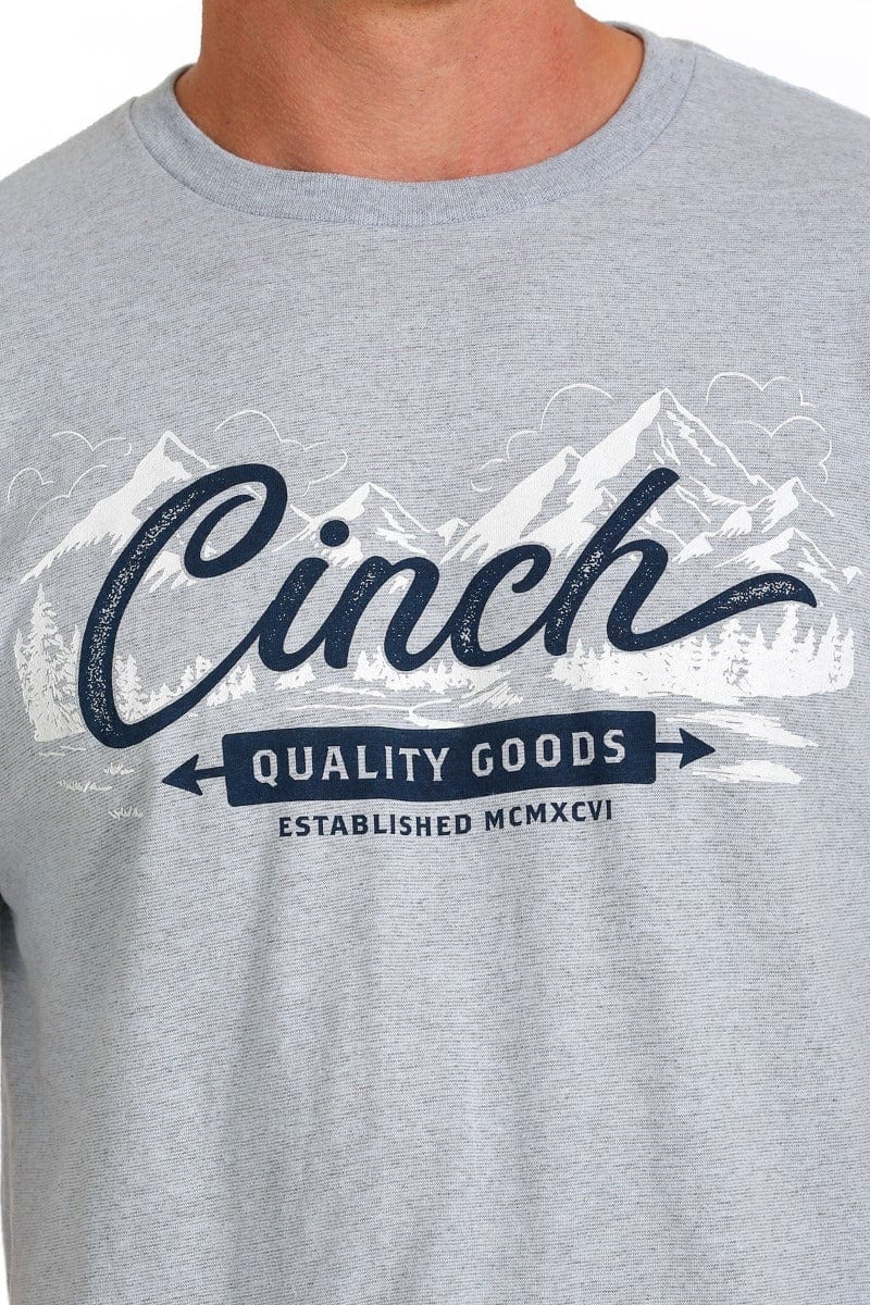 Cinch Mens Tops S Cinch Mens T-Shirt Grey Mountain Logo