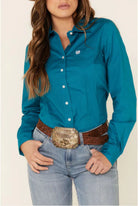Cinch Womens Shirts XS / Teal Cinch Shirt Womens Arena Solid Teal