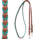 Classic Equine Reins Barrel Reins with Turquoise Lace 5/8