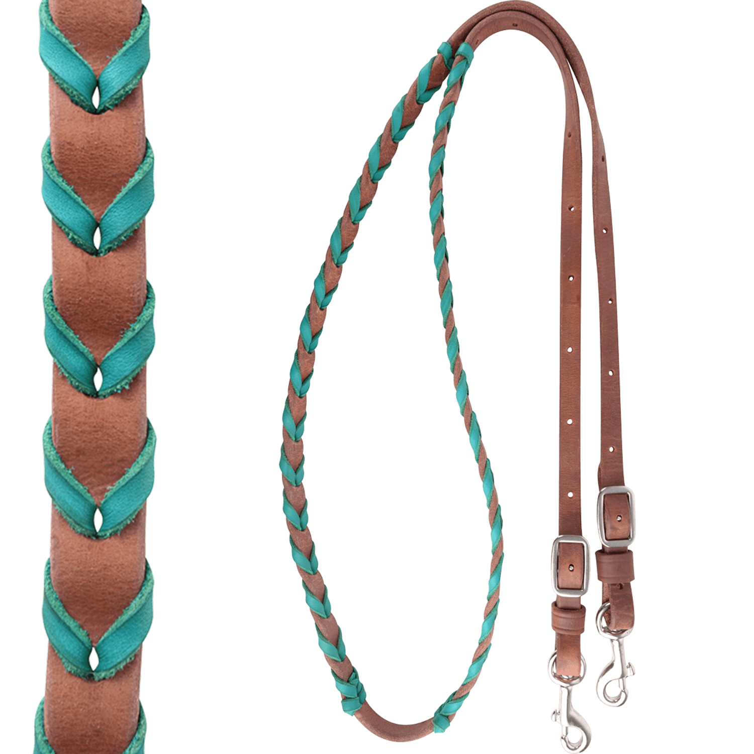 Classic Equine Reins Barrel Reins with Turquoise Lace 5/8