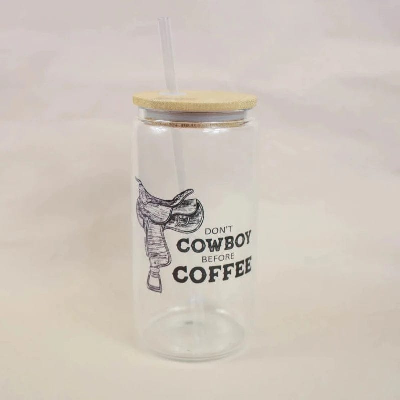Country Allure Gifts & Homewares Clear Country Allure Glass Tumbler Cowboy (CATUMBLERCOW)